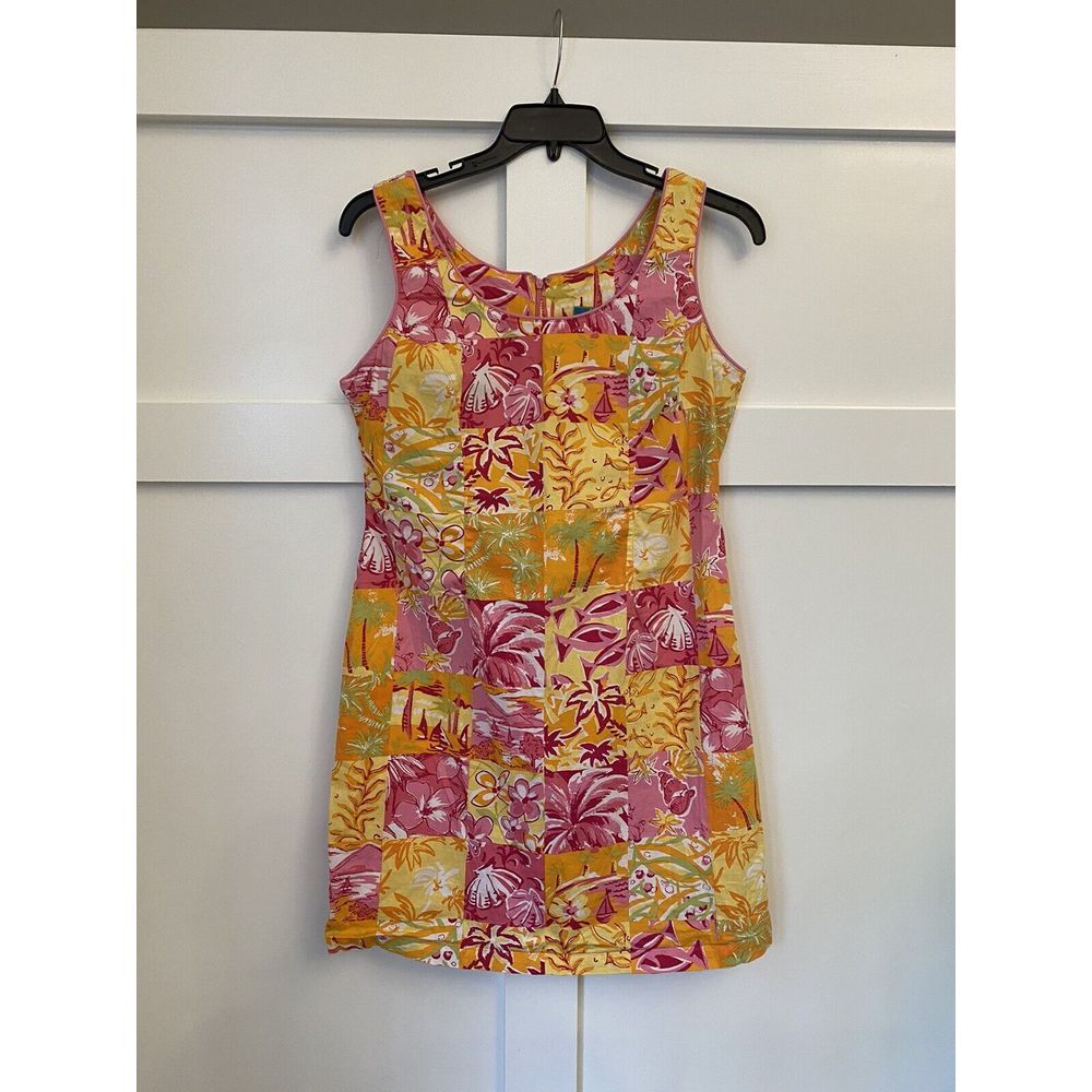 Cotton Connection‎ Floral Hawaiian Dress Size 10 Sleeveless Yellow Floral Print